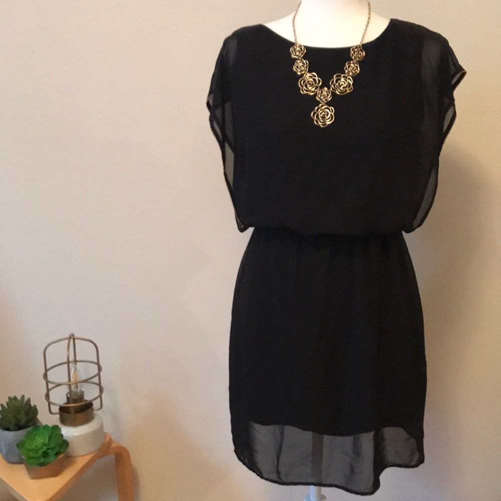Black Dress with Gold Beaded Sleeves